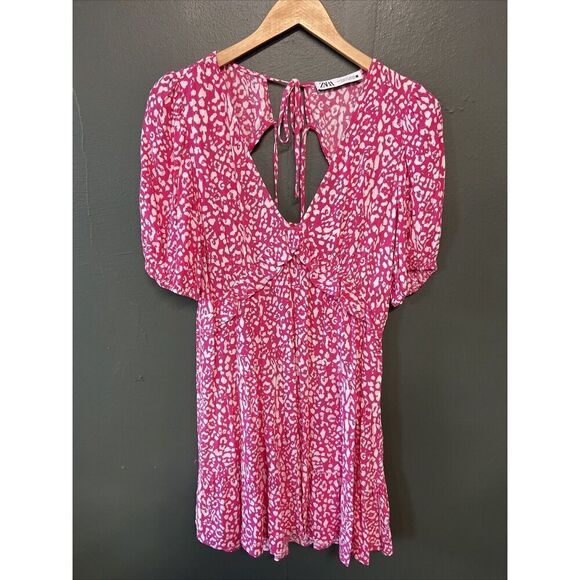 ZARA Basic Pink Floral Womens Dress Medium - Picture 1 of 4
